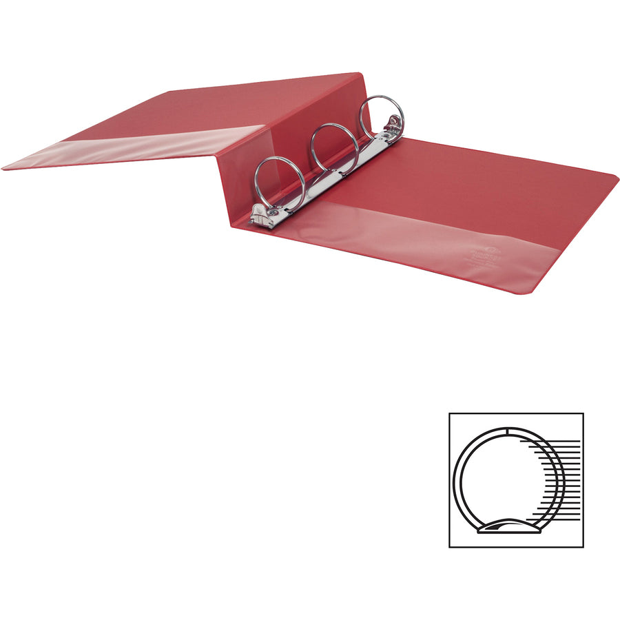 Business Source Basic Round Ring Binders - 2" Binder Capacity - Letter - 8 1/2" x 11" Sheet Size - Round Ring Fastener(s) - Vinyl - Red - 1.52 lb - 1 Each