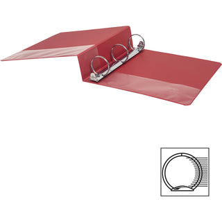 Business Source Basic Round Ring Binders - 2" Binder Capacity - Letter - 8 1/2" x 11" Sheet Size - Round Ring Fastener(s) - Vinyl - Red - 1.52 lb - 1 Each