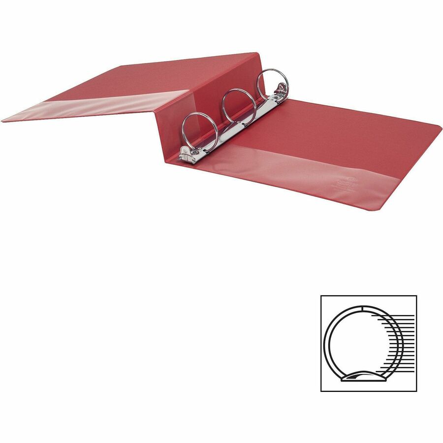 Business Source Basic Round Ring Binders - 2" Binder Capacity - Letter - 8 1/2" x 11" Sheet Size - Round Ring Fastener(s) - Vinyl - Red - 1.52 lb - 1 Each