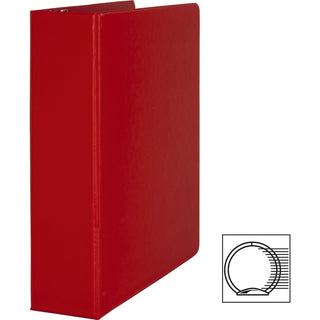 Business Source Basic Round Ring Binders - 2" Binder Capacity - Letter - 8 1/2" x 11" Sheet Size - Round Ring Fastener(s) - Vinyl - Red - 1.52 lb - 1 Each