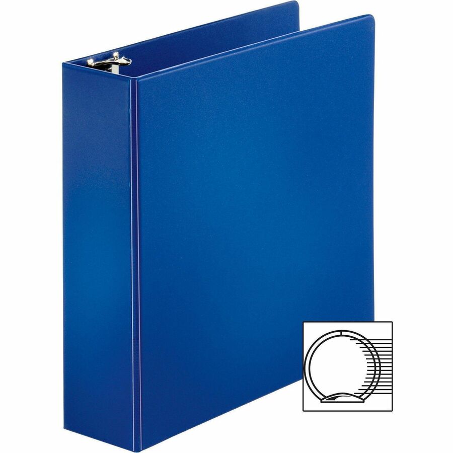 Business Source Basic Round Ring Binders - 3" Binder Capacity - Letter - 8 1/2" x 11" Sheet Size - Round Ring Fastener(s) - Vinyl - Dark Blue - 1.68 lb - 1 Each