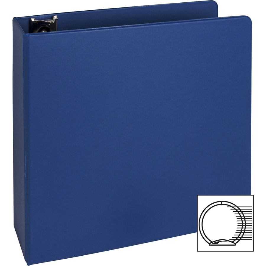 Business Source Basic Round Ring Binders - 3" Binder Capacity - Letter - 8 1/2" x 11" Sheet Size - Round Ring Fastener(s) - Vinyl - Dark Blue - 1.68 lb - 1 Each - 