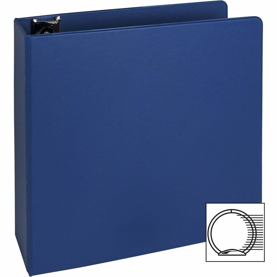 Business Source Basic Round Ring Binders - 3" Binder Capacity - Letter - 8 1/2" x 11" Sheet Size - Round Ring Fastener(s) - Vinyl - Dark Blue - 1.68 lb - 1 Each