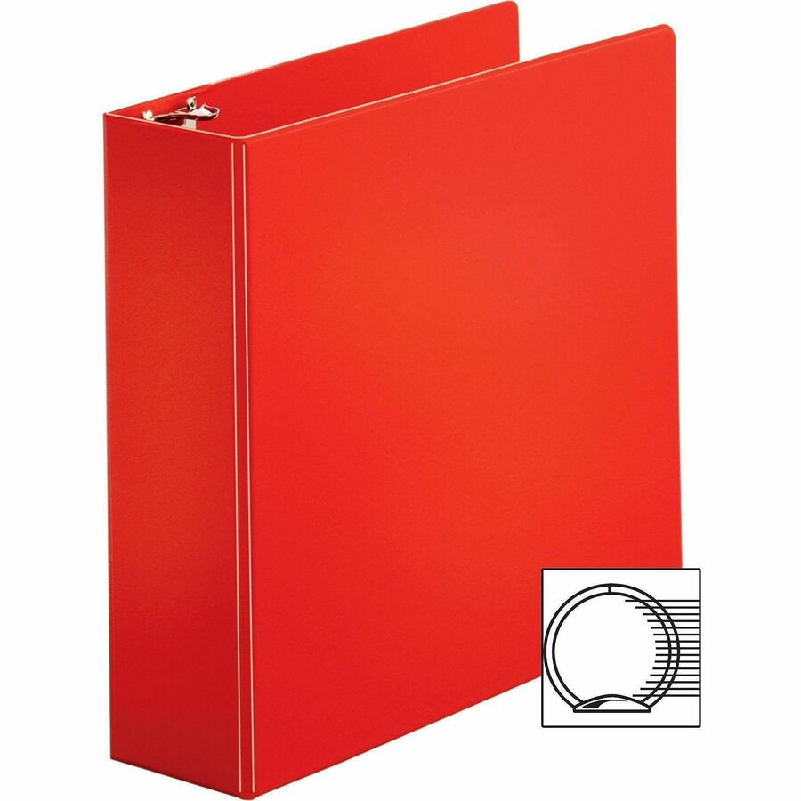 Business Source Basic Round Ring Binders - 3" Binder Capacity - Letter - 8 1/2" x 11" Sheet Size - Round Ring Fastener(s) - Vinyl - Red - 1.68 lb - 1 Each
