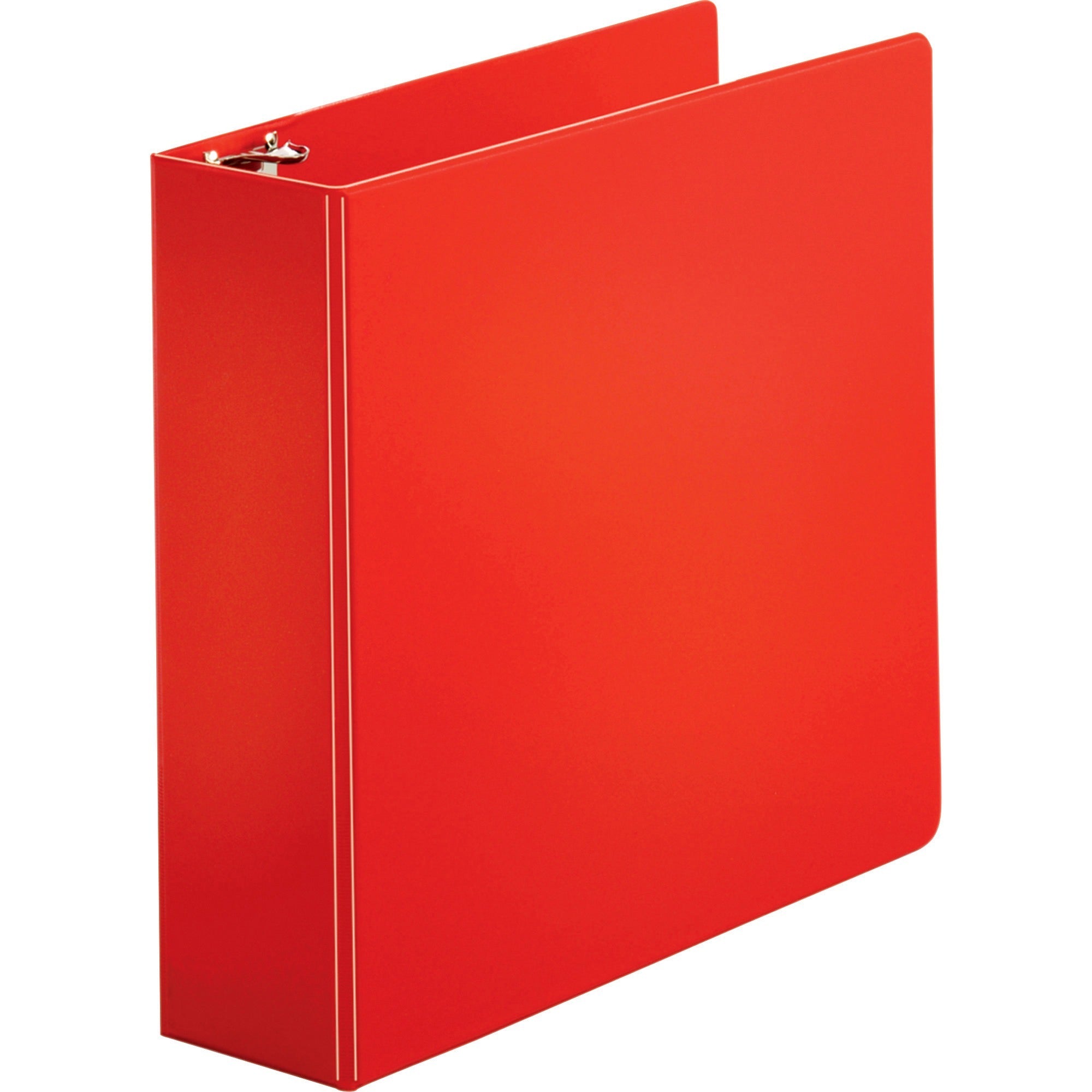 Business Source Basic Round Ring Binders - 3" Binder Capacity - Letter - 8 1/2" x 11" Sheet Size - Round Ring Fastener(s) - Vinyl - Red - 1.68 lb - 1 Each - 