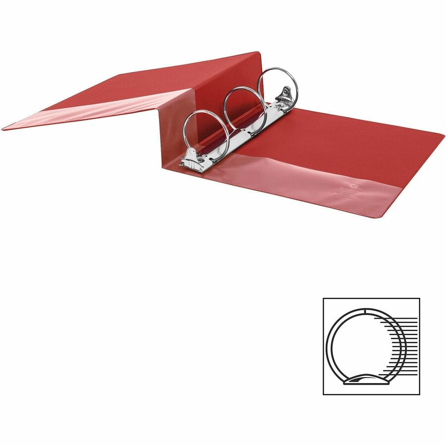 Business Source Basic Round Ring Binders - 3" Binder Capacity - Letter - 8 1/2" x 11" Sheet Size - Round Ring Fastener(s) - Vinyl - Red - 1.68 lb - 1 Each