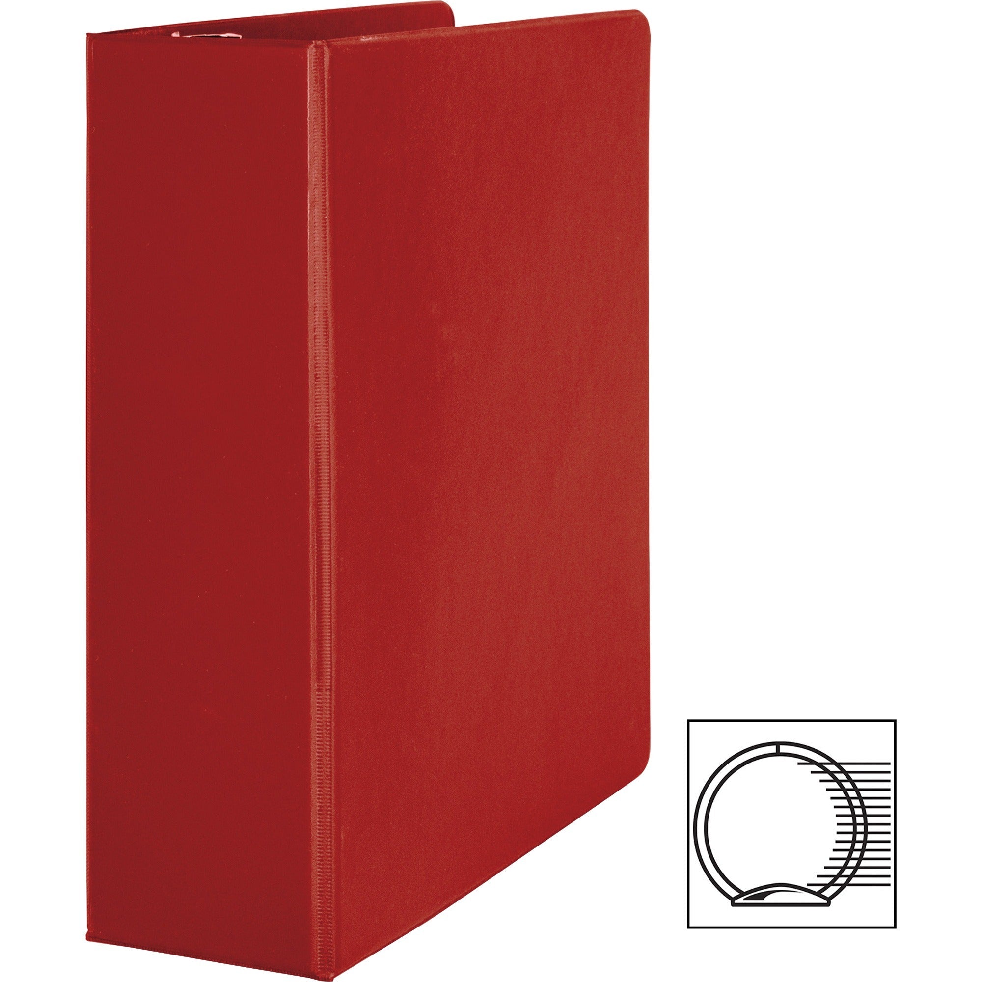 Business Source Basic Round Ring Binders - 3" Binder Capacity - Letter - 8 1/2" x 11" Sheet Size - Round Ring Fastener(s) - Vinyl - Red - 1.68 lb - 1 Each - 