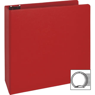 Business Source Basic Round Ring Binders - 3" Binder Capacity - Letter - 8 1/2" x 11" Sheet Size - Round Ring Fastener(s) - Vinyl - Red - 1.68 lb - 1 Each