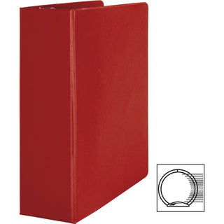 Business Source Basic Round Ring Binders - 3" Binder Capacity - Letter - 8 1/2" x 11" Sheet Size - Round Ring Fastener(s) - Vinyl - Red - 1.68 lb - 1 Each
