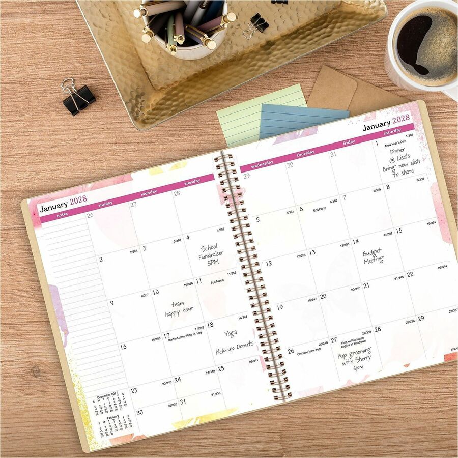 Watercolors Weekly/Monthly Planner, 8 1/2 x 11, Watercolors, 2016, Sold as 1 Each