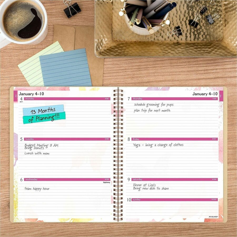 Watercolors Weekly/Monthly Planner, 8 1/2 x 11, Watercolors, 2016, Sold as 1 Each