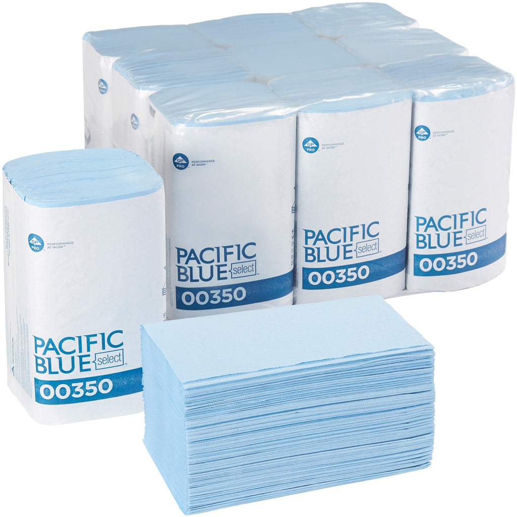 Two-Ply Singlefold Auto Care Paper Wipers, 9.5 x 10.5, Blue, 250/Pack, 9 Packs/Carton