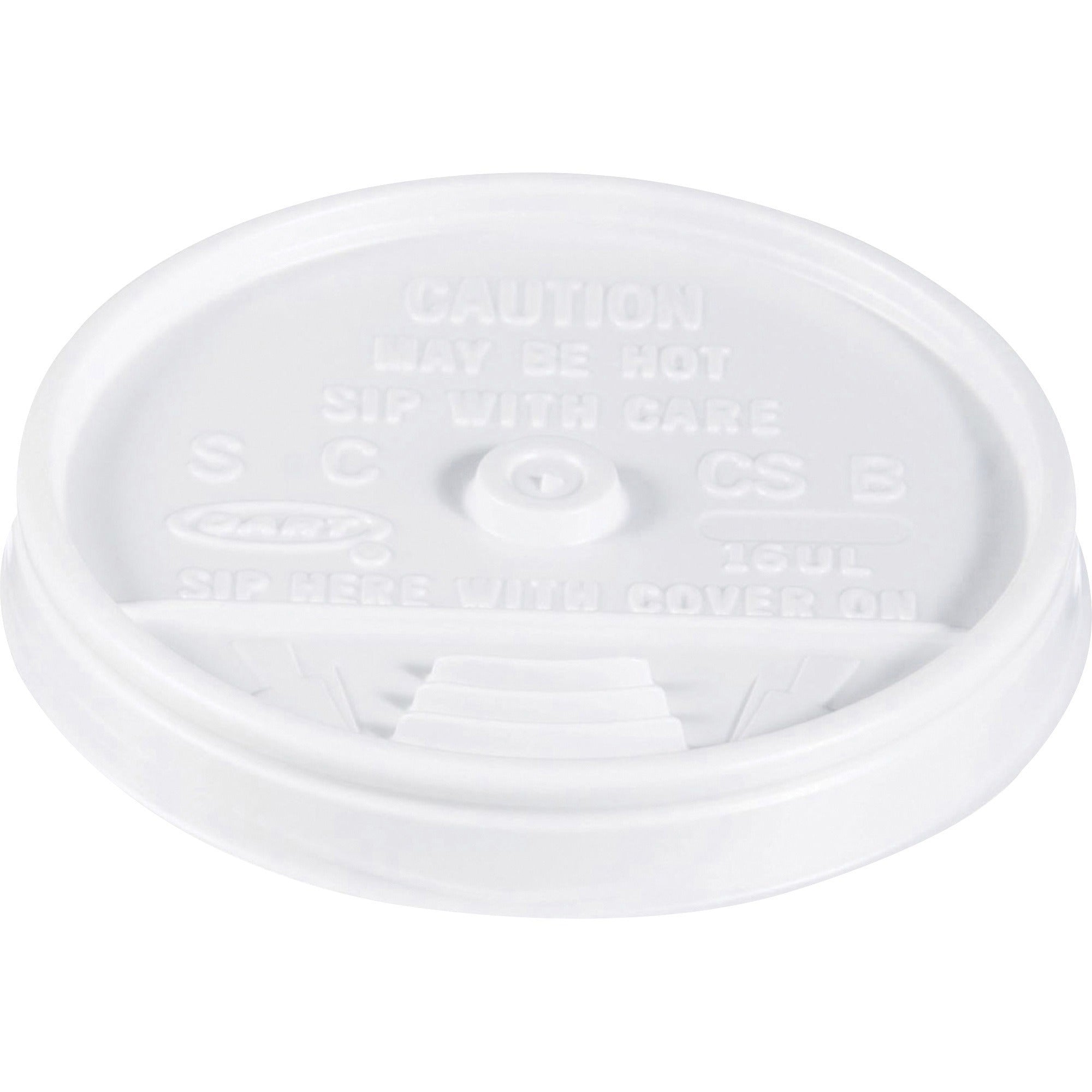 Plastic Lids, Fits 12 oz to 24 oz Hot/Cold Foam Cups, Sip-Thru Lid, White, 100/Pack, 10 Packs/Carton