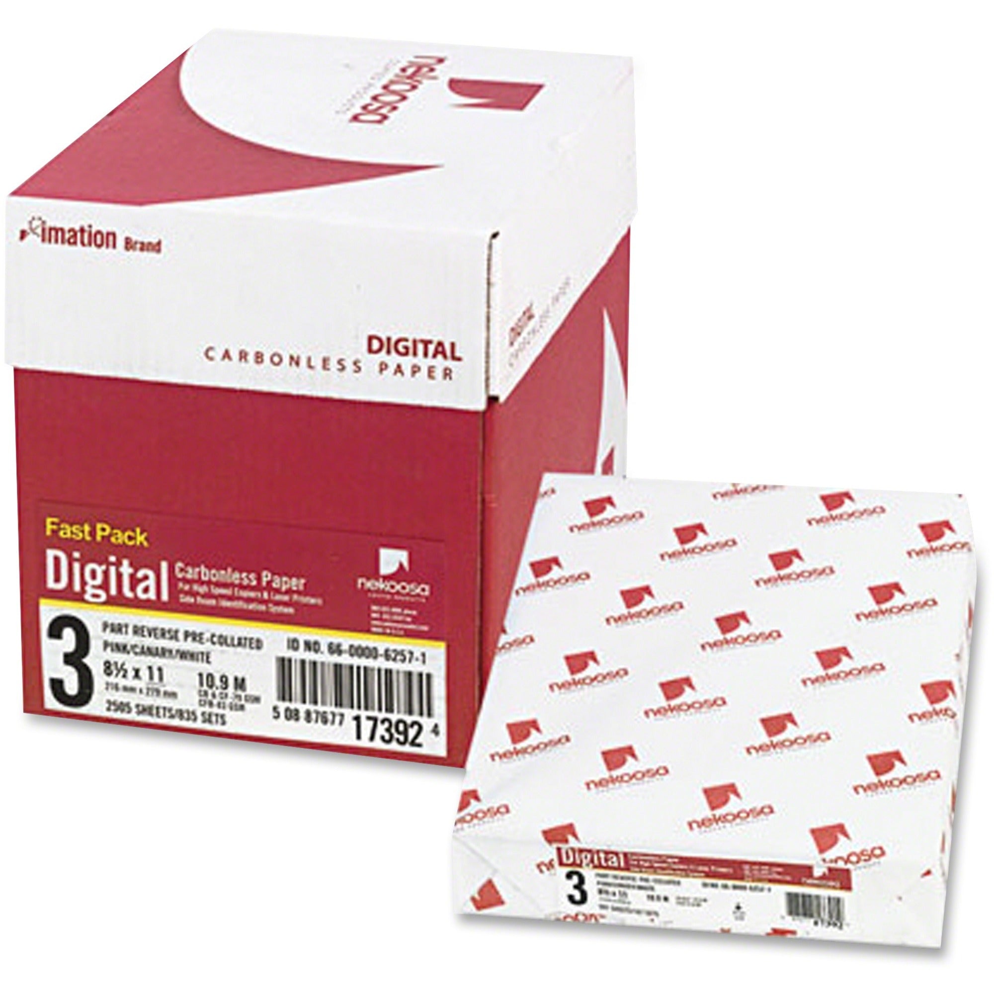 Fast Pack Carbonless 3-Part Paper, 8.5 x 11, Pink/Canary/White, 500 Sheets/Ream, 5 Reams/Carton