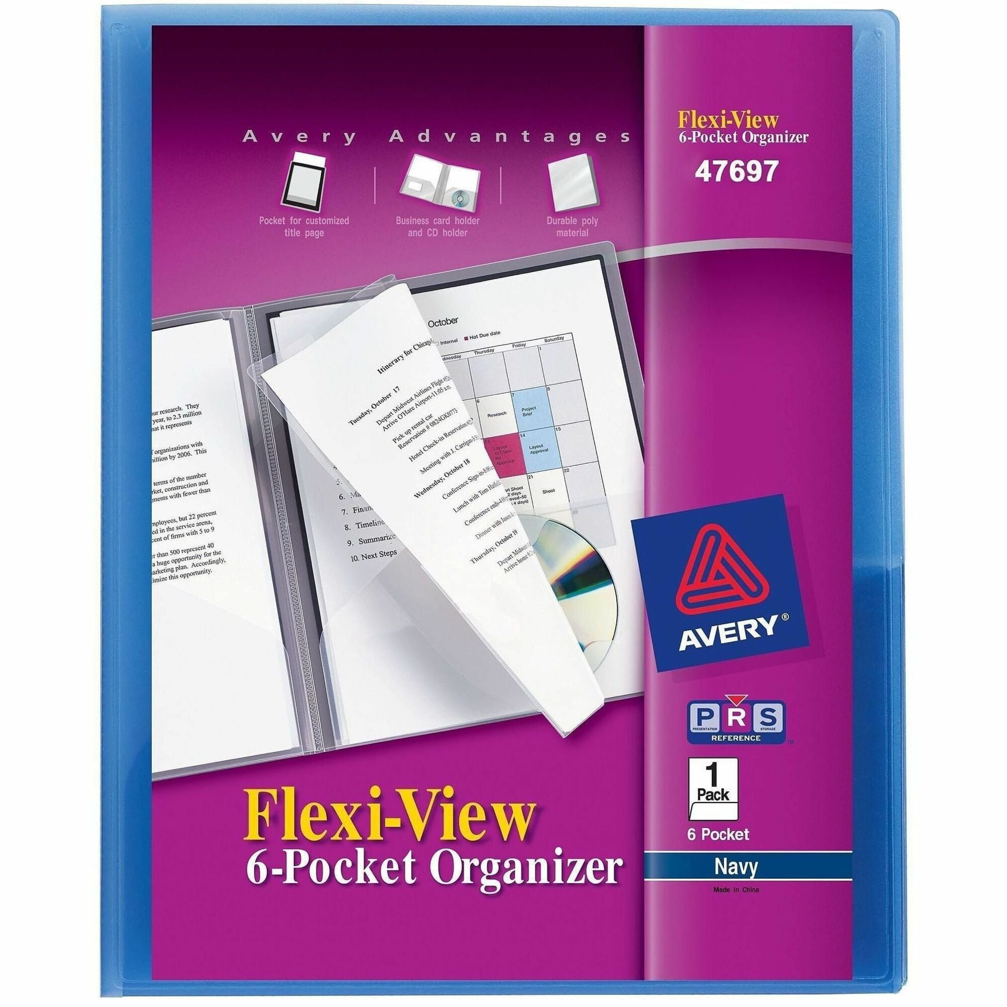 Avery 47697 Letter Organizer Folder - Letter - 8.5" x 11" - 150 Sheet - 24 / Carton - Light Blue, Light Gray