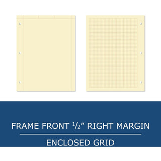 Roaring Spring 5x5 Grid Engineering Pad - 100 Sheets - 200 Pages - Printed - Glued - Back Ruling Surface - 3 Hole(s) - 20 lb Basis Weight - 75 g/m2 Grammage - 11" x 8 1/2" - 0.40" x 8.5" x 11" - Buff Paper - 1 Each