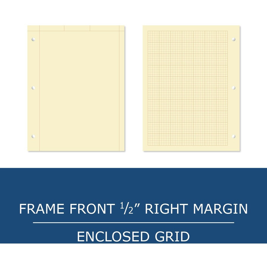 roaring-spring-5x5-grid-engineering-pad-100-sheets-200-pages-printed-glued-back-ruling-surface-3-holes-20-lb-basis-weight-75-g-m2-grammage-11-x-8-1-2-040-x-85-x-11-buff-paper-1-each_roa95182 - 5