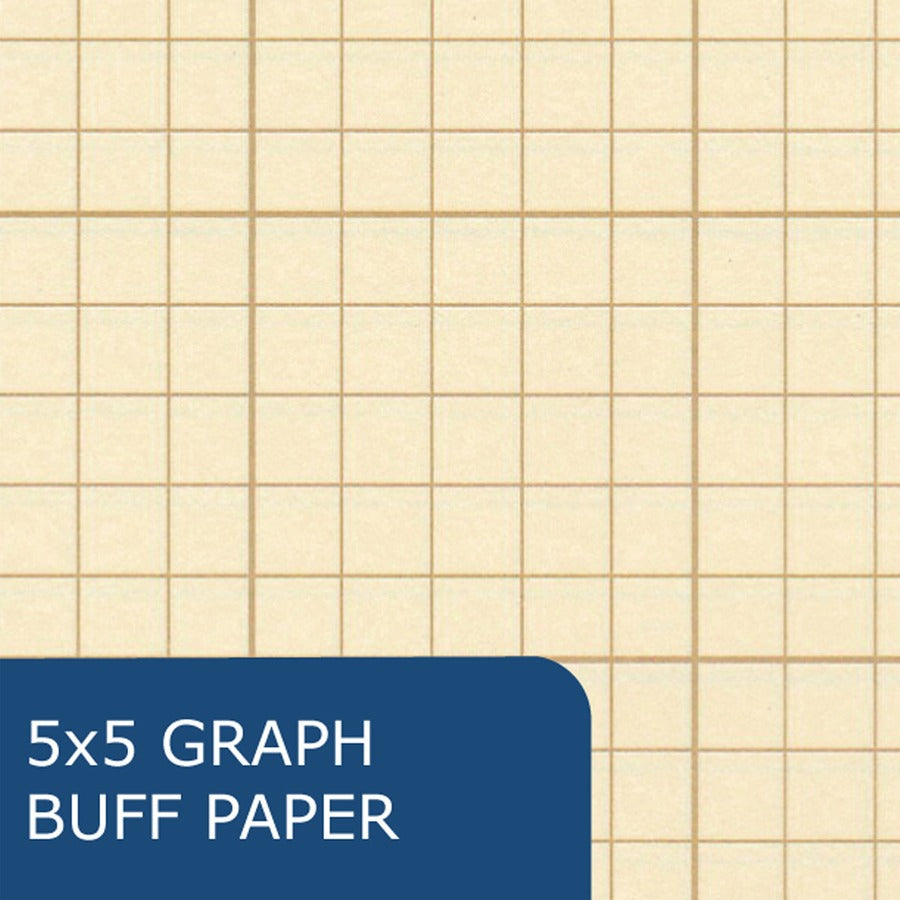 roaring-spring-5x5-grid-engineering-pad-100-sheets-200-pages-printed-glued-back-ruling-surface-3-holes-20-lb-basis-weight-75-g-m2-grammage-11-x-8-1-2-040-x-85-x-11-buff-paper-1-each_roa95182 - 3