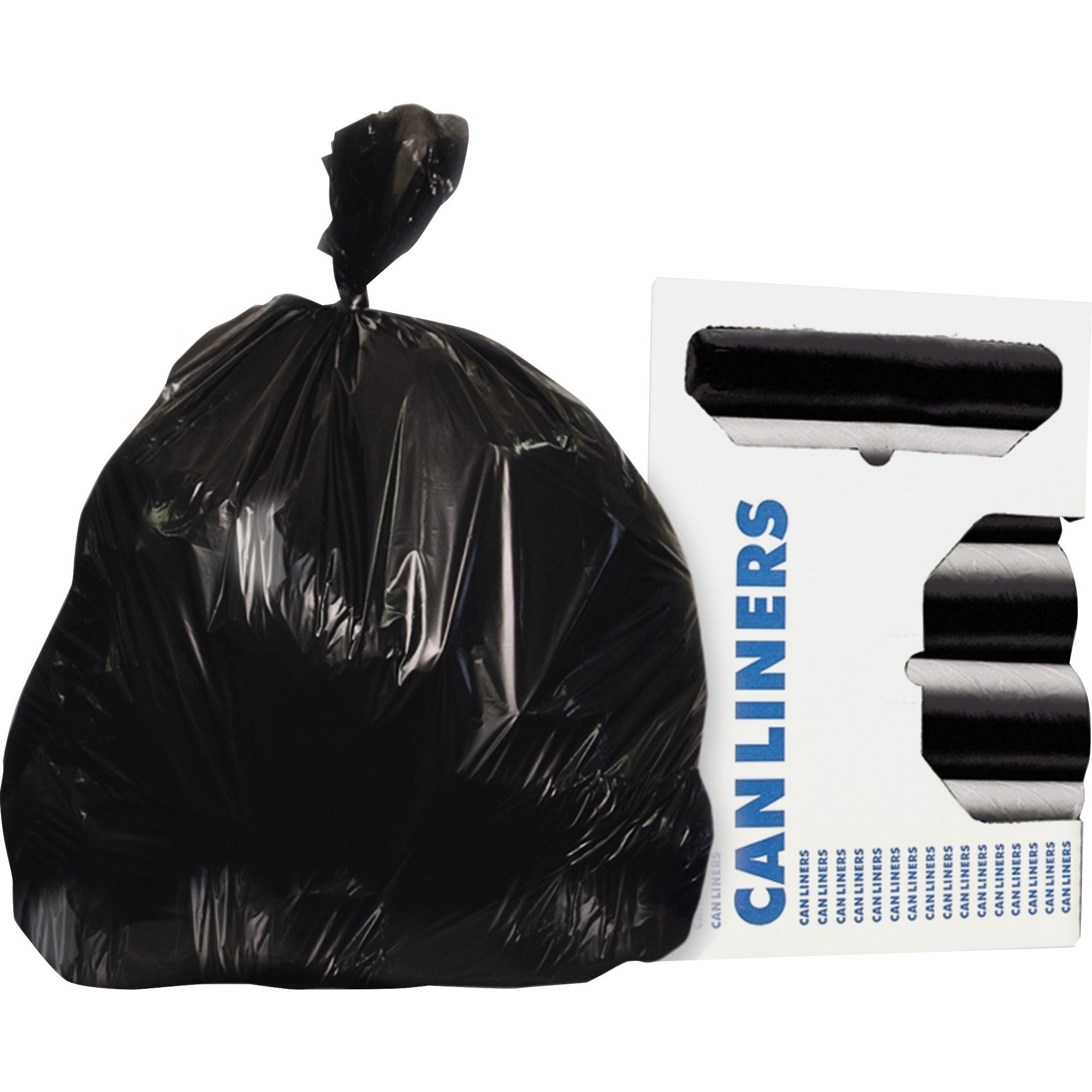 Can Liners, Prime Resin, 37 x 50, 1.3 mils, Black, 20 Bags/Roll, 5 Rolls/Carton
