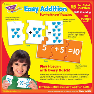 Trend Easy Addition Fun-to-Know Puzzles - Theme/Subject: Learning - Skill Learning: Addition, Number Recognition - 5 Year & Up - 45 Pieces - Multicolor
