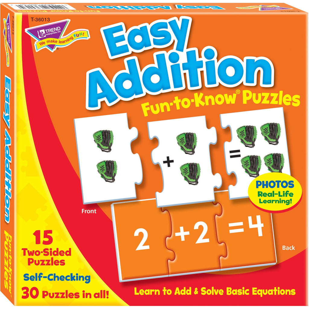 Trend Easy Addition Fun-to-Know Puzzles - Theme/Subject: Learning - Skill Learning: Addition, Number Recognition - 5 Year & Up - 45 Pieces - Multicolor