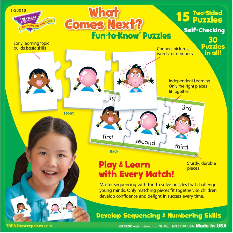 Trend What Comes Next Fun-to-know Puzzles - Theme/Subject: Fun, Learning - Skill Learning: Number, Sequencing, Word - 4 Year & Up - 45 Pieces