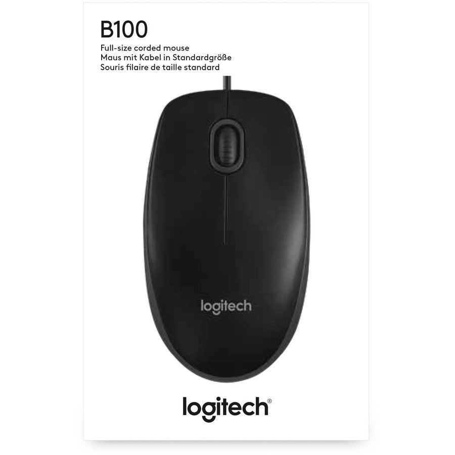 B100 Optical USB Mouse, USB 2.0, Left/Right Hand Use, Black