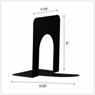 Economy Bookends, Nonskid, 4.75 x 5.25 x 5, Heavy Gauge Steel, Black, 1 Pair