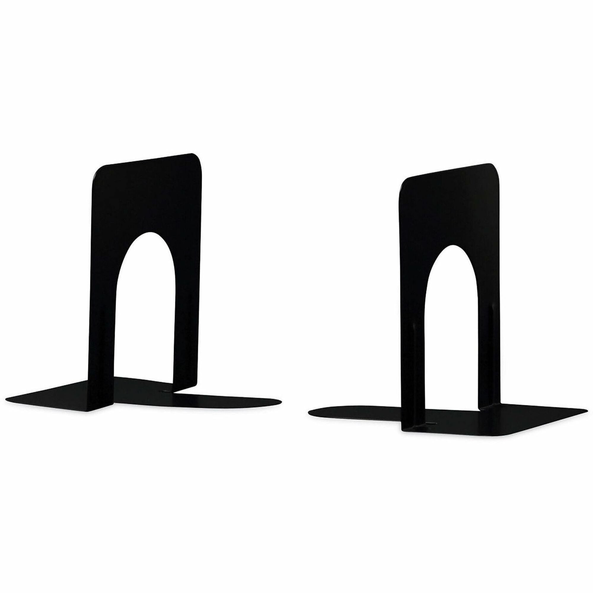 Economy Bookends, Nonskid, 4.75 x 5.25 x 5, Heavy Gauge Steel, Black, 1 Pair