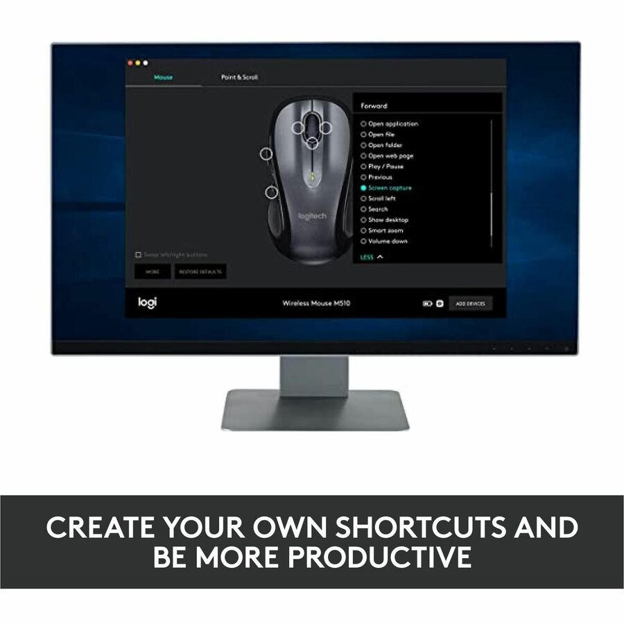 M510 Wireless Mouse, 2.4 GHz Frequency/30 ft Wireless Range, Right Hand Use, Dark Gray