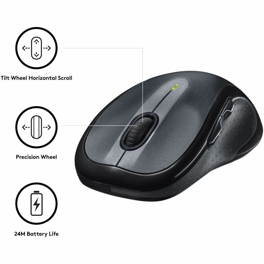 M510 Wireless Mouse, 2.4 GHz Frequency/30 ft Wireless Range, Right Hand Use, Dark Gray