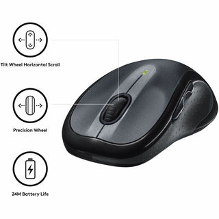 M510 Wireless Mouse, 2.4 GHz Frequency/30 ft Wireless Range, Right Hand Use, Dark Gray