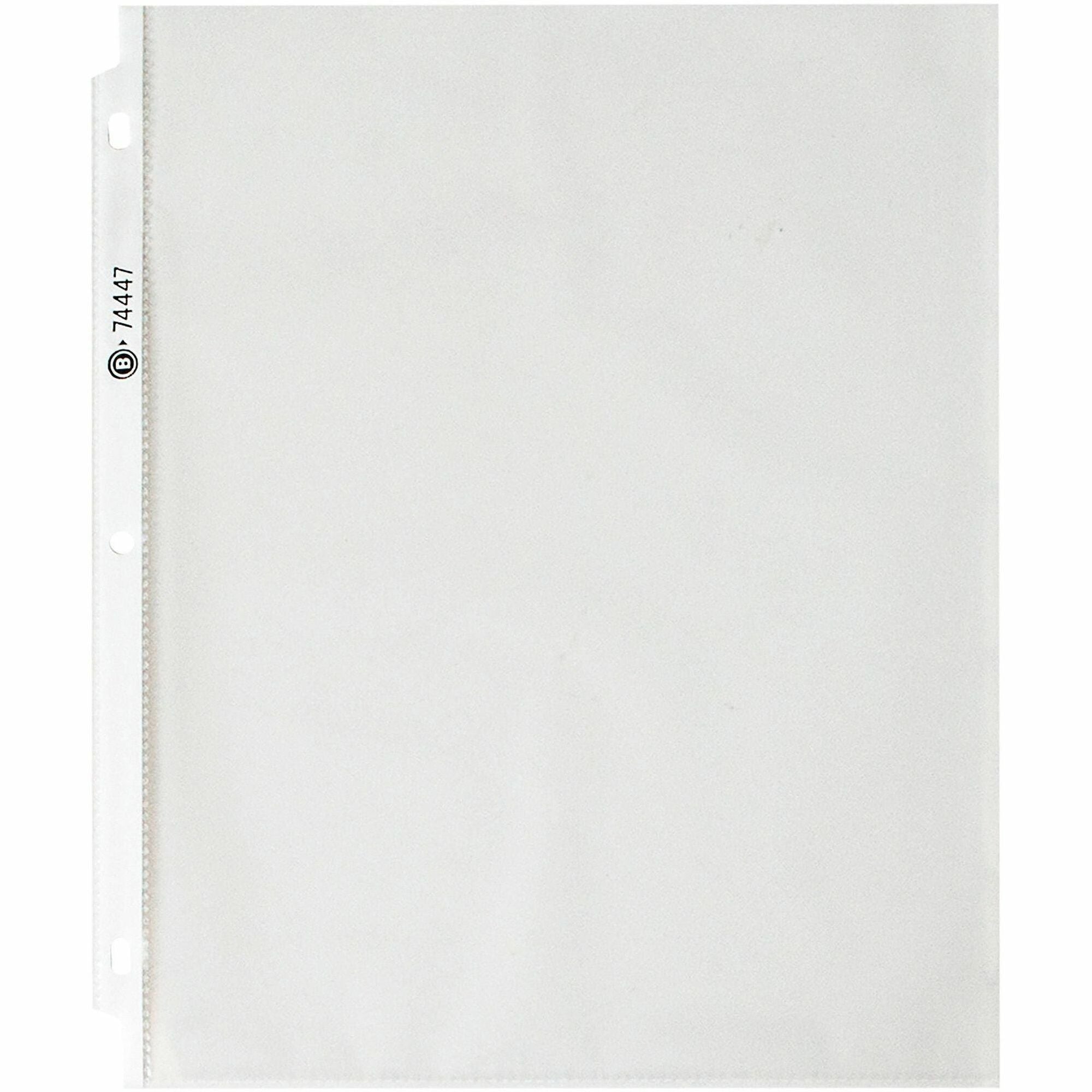 Business Source Economy Weight Sheet Protectors - 11" Height x 9" Width - 2 mil Thickness - For Letter 8 1/2" x 11" Sheet - Ring Binder - Rectangular - Semi Clear - Polypropylene - 100 / Pack