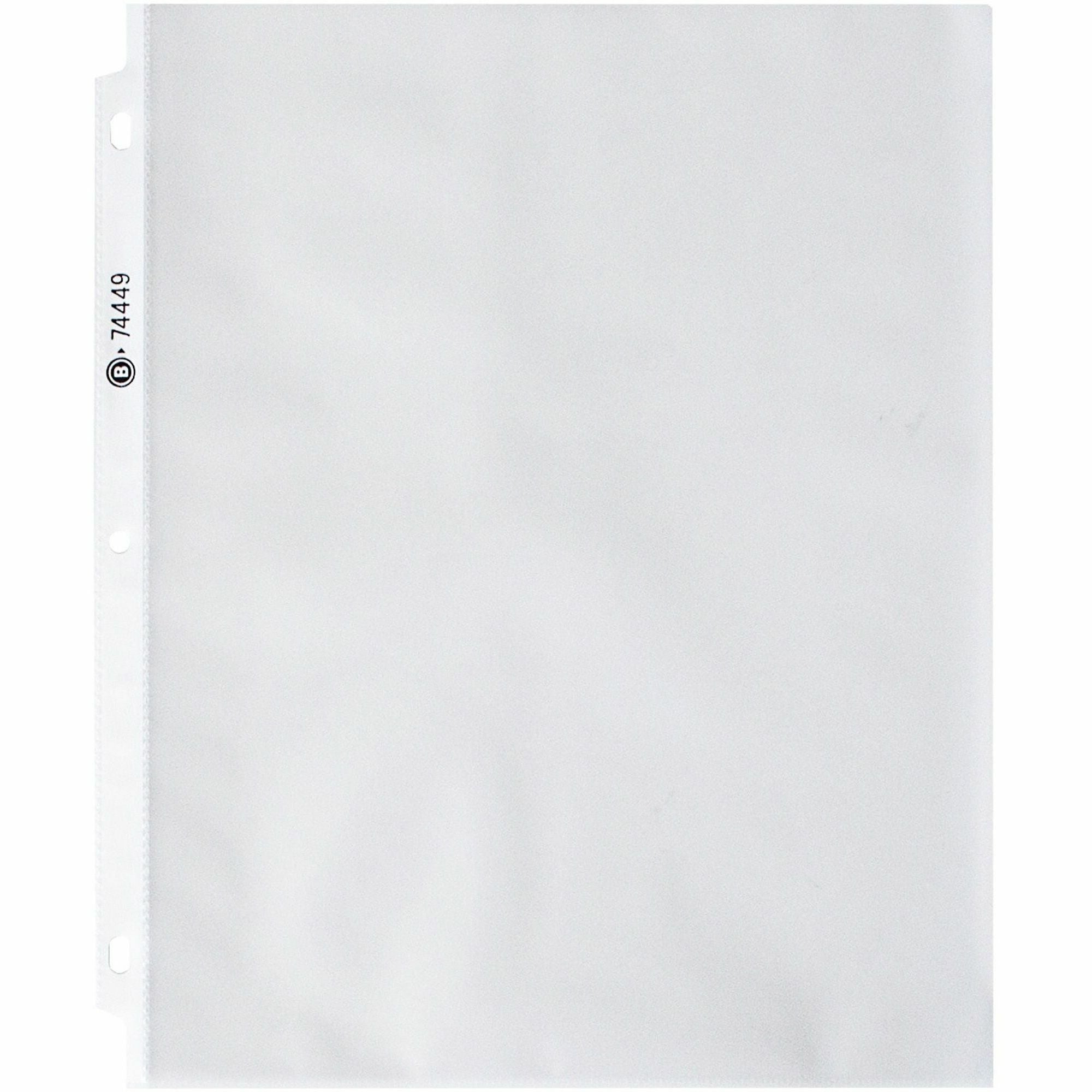 Business Source Nonglare Top-loading Sheet Protectors - 11" Height x 9" Width - 3.3 mil Thickness - For Letter 8 1/2" x 11" Sheet - Ring Binder - Rectangular - Clear - Polypropylene - 100 / Box