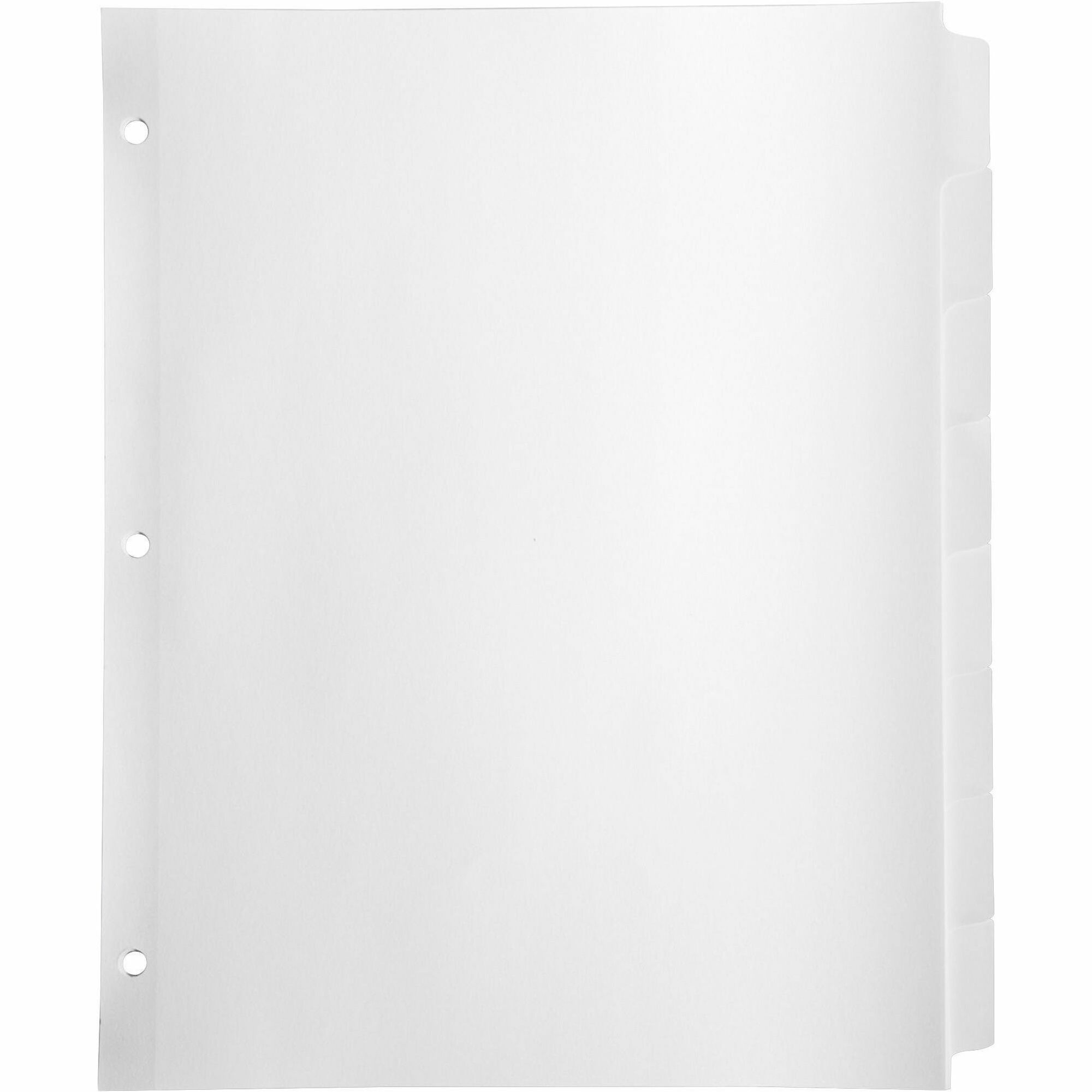 Business Source Reinforced Hole Punched Indexes - 8 Write-on Tab(s) - 3 Hole Punched - White Divider - White Tab(s) - Recycled - Non-laminated, Mylar Reinforcement - 24 / Box - 