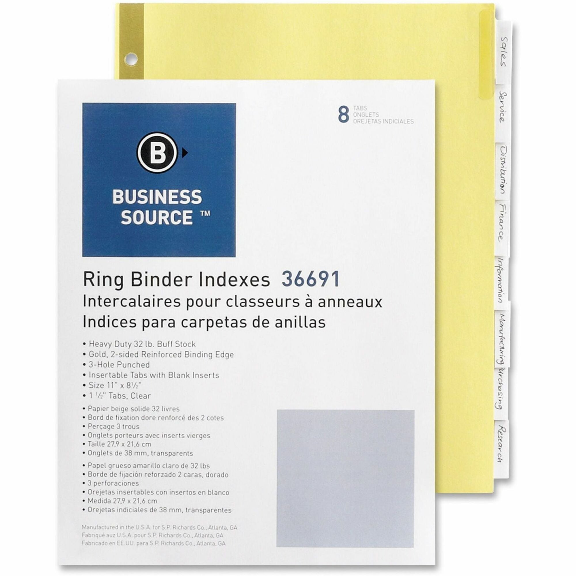 Business Source Insertable Tab Indexes - 8 Blank Tab(s) - 8.5" Divider Width x 11" Divider Length - Letter - 3 Hole Punched - Clear Tab(s) - Punched, Reinforced Edges, Mylar Reinforcement, Tear Resistant, Insertable - 8 / Set - 