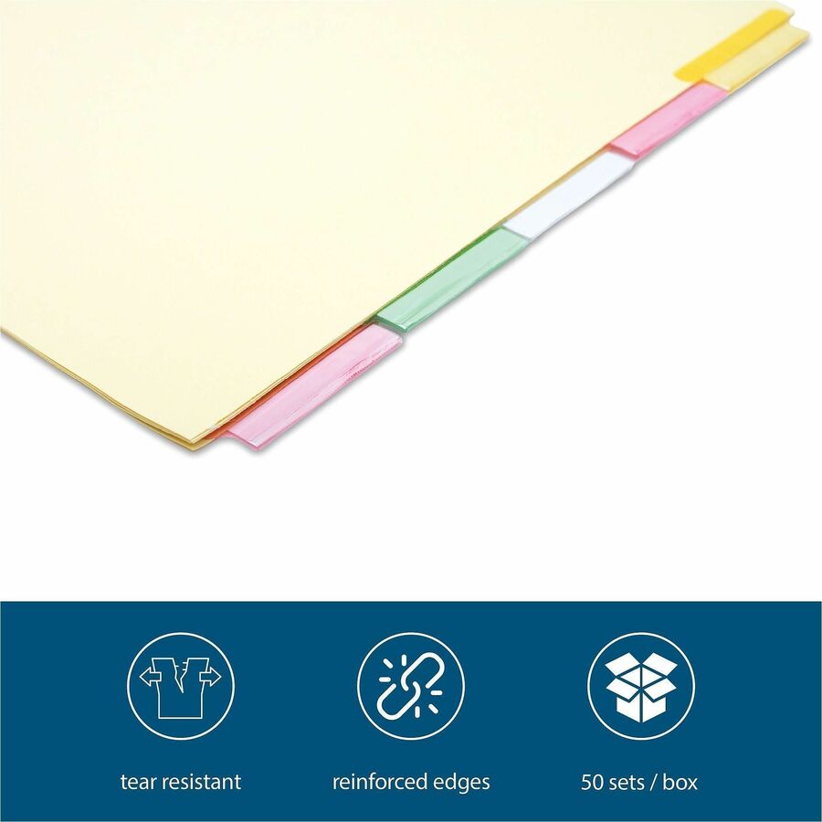 Business Source Insertable Tab Ring Binder Indexes - 5 Blank Tab(s)2" Tab Width - 8.5" Divider Width x 11" Divider Length - Letter - 3 Hole Punched - Multicolor Tab(s) - Tear Resistant, Punched, Insertable, Reinforced Edges - 5 / Set