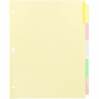 Business Source Insertable Tab Ring Binder Indexes - 5 Blank Tab(s)2" Tab Width - 8.5" Divider Width x 11" Divider Length - Letter - 3 Hole Punched - Multicolor Tab(s) - Tear Resistant, Punched, Insertable, Reinforced Edges - 5 / Set