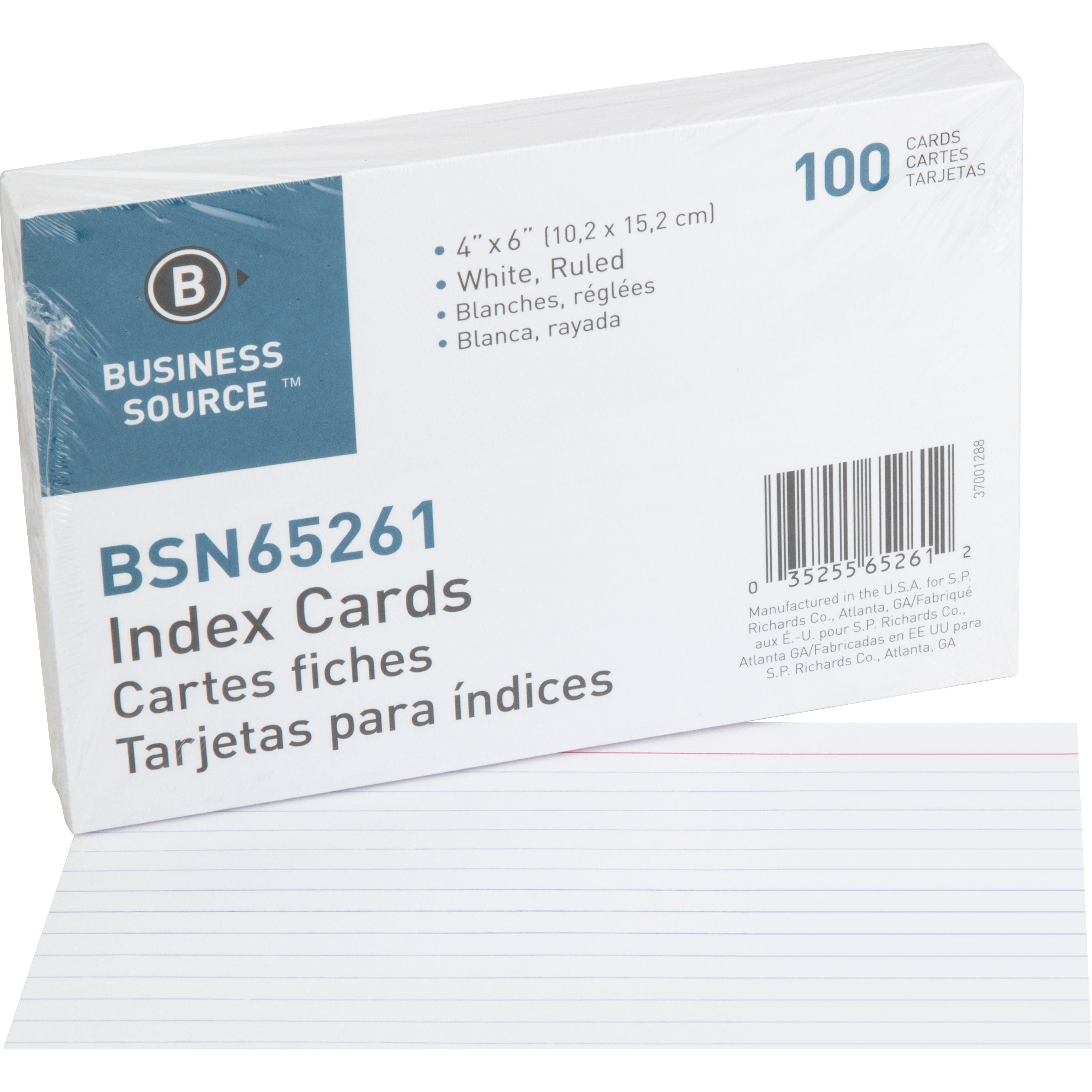 Business Source Ruled Index Cards - 6" Width x 4" Length - 100 / Pack - 