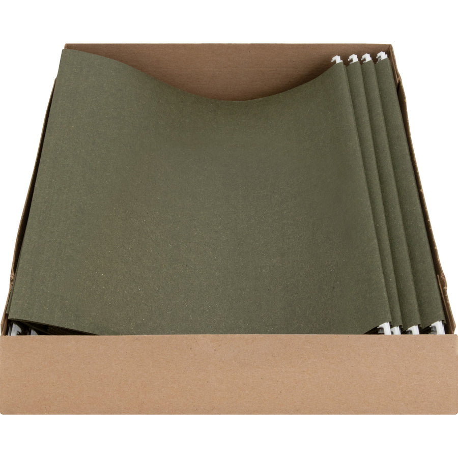 Business Source Letter Recycled Hanging Folder - 8 1/2" x 11" - Green - 100% Recycled - 25 / Box - 