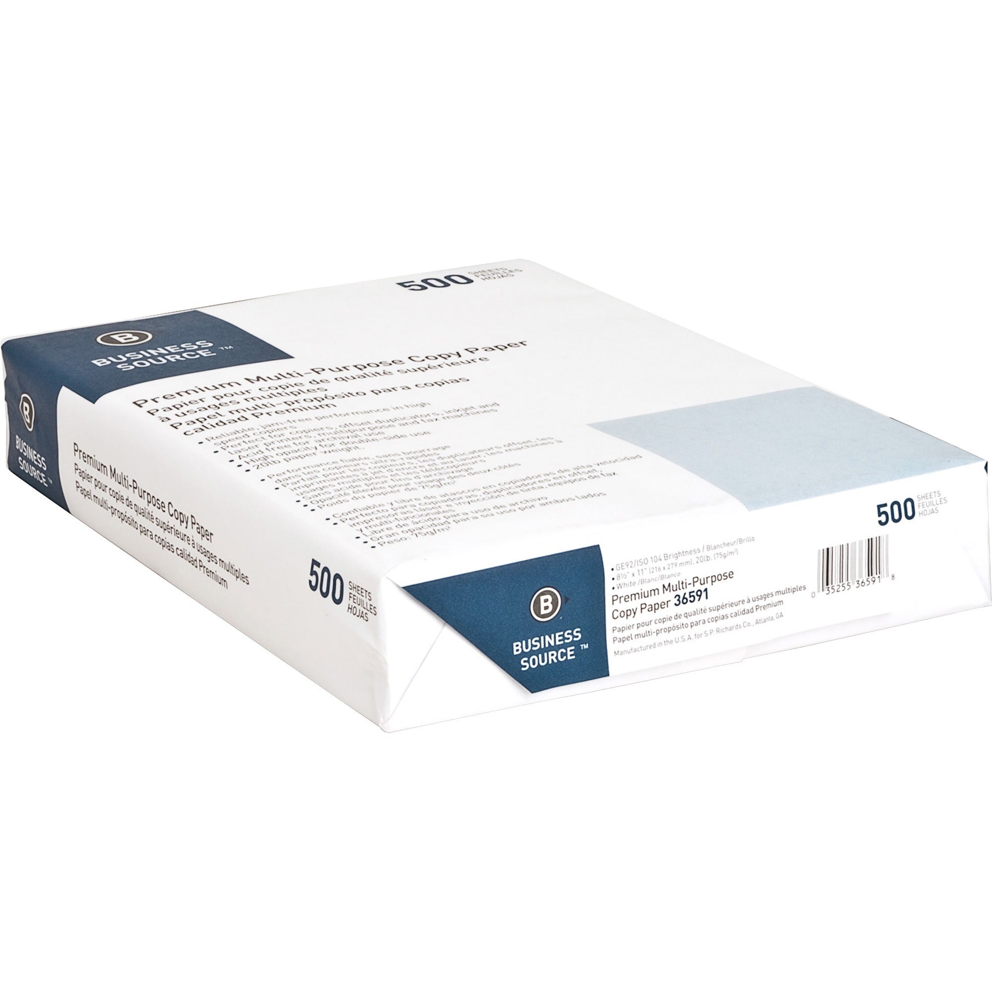 business-source-multipurpose-copy-paper-92-brightness-letter-8-1-2-x-11-20-lb-basis-weight-5000-carton-acid-free-white_bsn36591 - 2