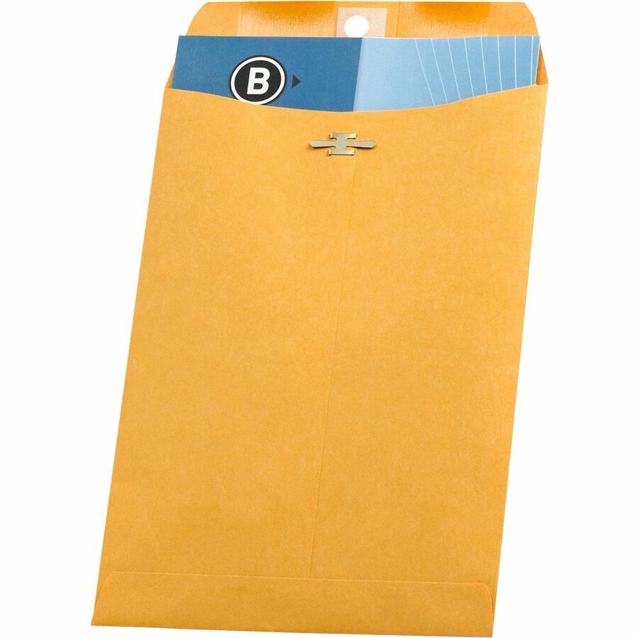 Business Source Heavy-duty Clasp Envelopes - Clasp - #63 - 6 1/2" Width x 9 1/2" Length - 28 lb - Clasp - Kraft - 100 / Box - Kraft - 