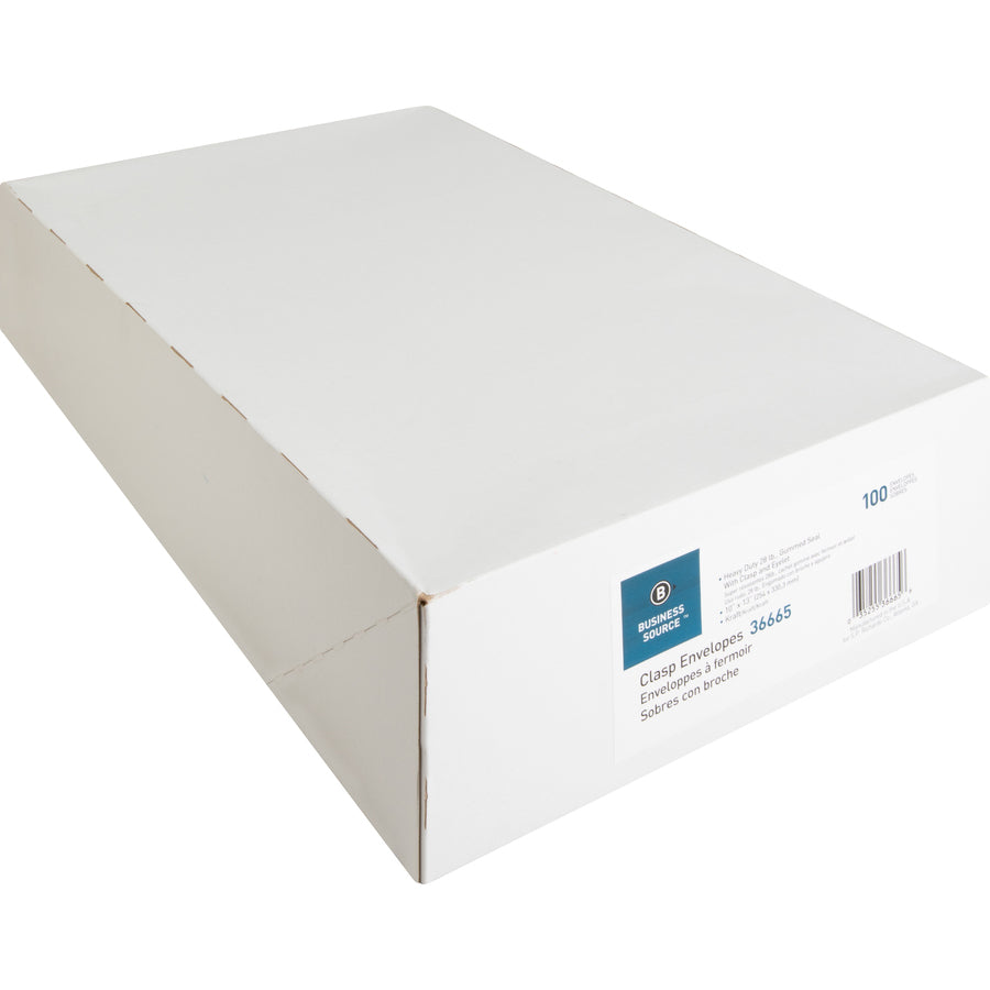 Business Source Heavy-duty Clasp Envelopes - Clasp - #97 - 10" Width x 13" Length - 28 lb - Clasp - Kraft - 100 / Box - Kraft - 