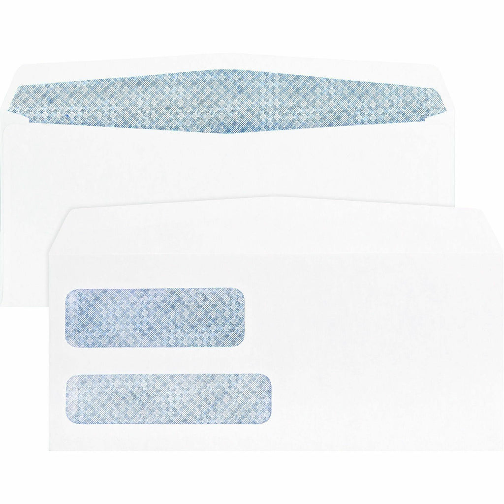 Business Source No. 9 Double Window Invoice Envelopes - Double Window - #9 - 8 7/8" Width x 3 7/8" Length - 24 lb - 500 / Box - White