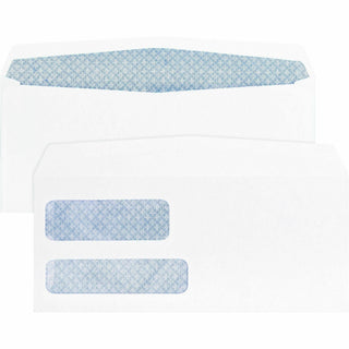 Business Source No. 9 Double Window Invoice Envelopes - Double Window - #9 - 8 7/8" Width x 3 7/8" Length - 24 lb - 500 / Box - White