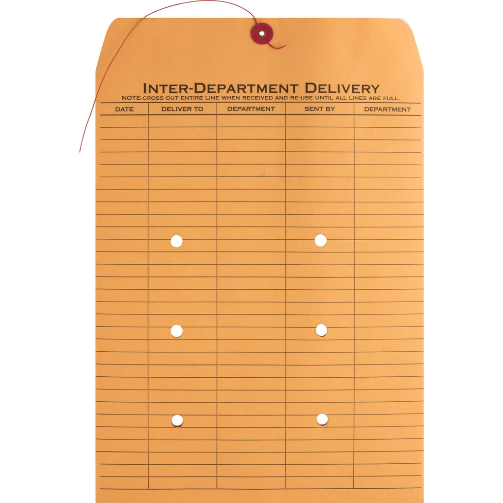 Business Source 2-sided Inter-Department Envelopes - Inter-department - 10" Width x 13" Length - 28 lb - String/Button - Kraft - 100 / Box - Kraft