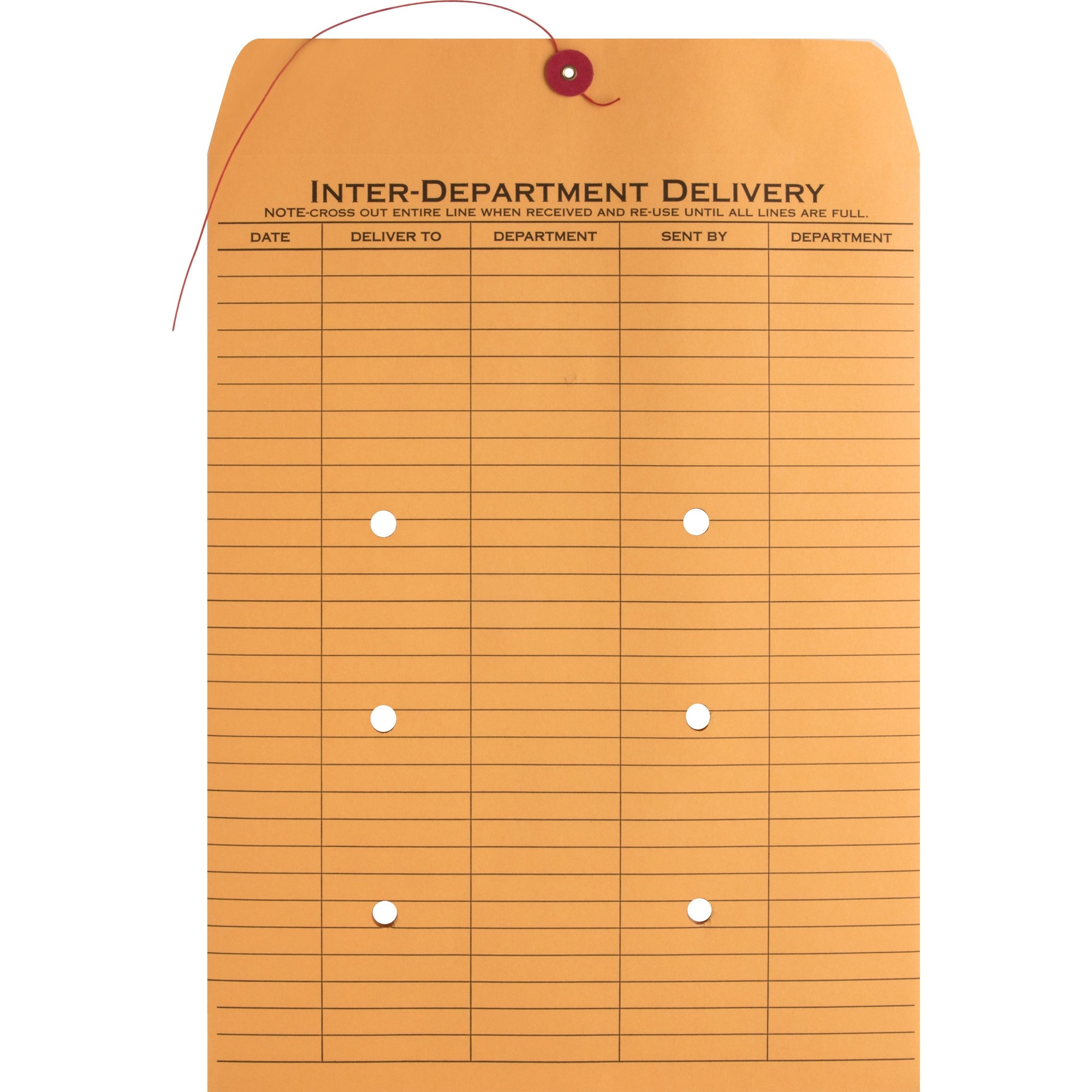 Business Source 2-sided Inter-Department Envelopes - Inter-department - 10" Width x 13" Length - 28 lb - String/Button - Kraft - 100 / Box - Kraft