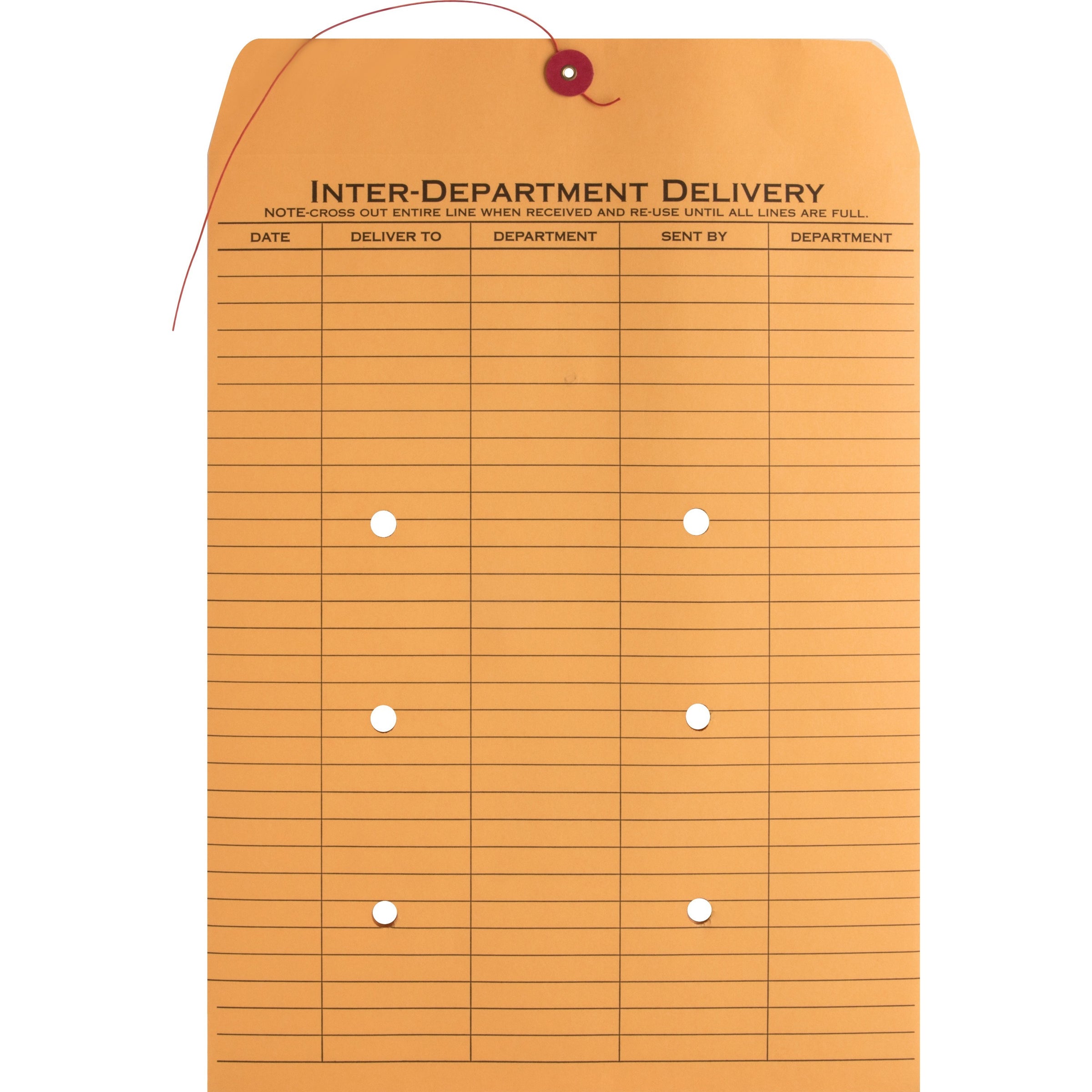 Business Source 2-sided Inter-Department Envelopes - Inter-department - 10" Width x 13" Length - 28 lb - String/Button - Kraft - 100 / Box - Kraft