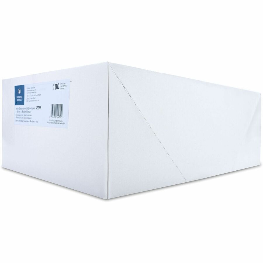 Business Source 2-sided Inter-Department Envelopes - Inter-department - 10" Width x 13" Length - 28 lb - String/Button - Kraft - 100 / Box - Kraft