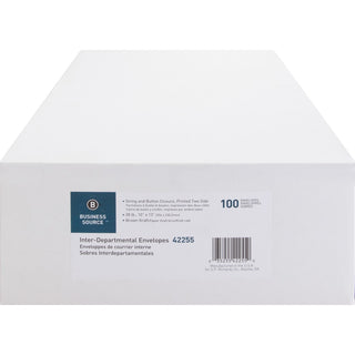 Business Source 2-sided Inter-Department Envelopes - Inter-department - 10" Width x 13" Length - 28 lb - String/Button - Kraft - 100 / Box - Kraft